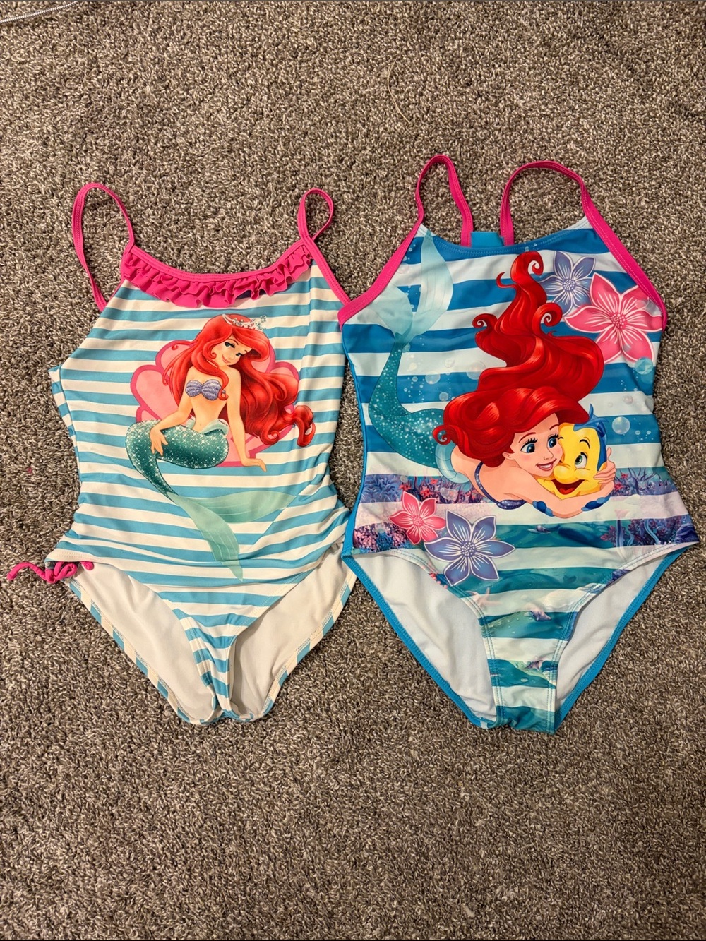 2 Girls' Ariel One-Piece Swimsuit - Blue & Pink